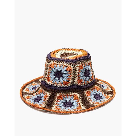 Wyeth Agnes Orange Brown Crochet Bucket Hat - Picture 3 of 6
